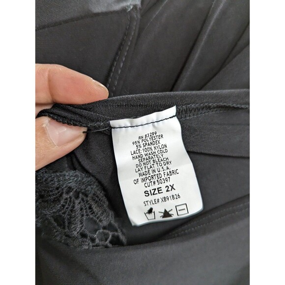 Tiana B Size 2X Black Sheath Dress with eyelet lace hem and trim - Picture 5 of 6